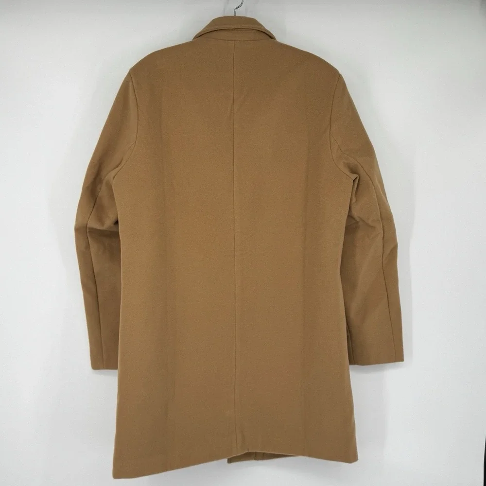 Beninos Men's L Camel Wool Blend Overcoat Classic 3 Button Topcoat Pea‎ Coat NWT